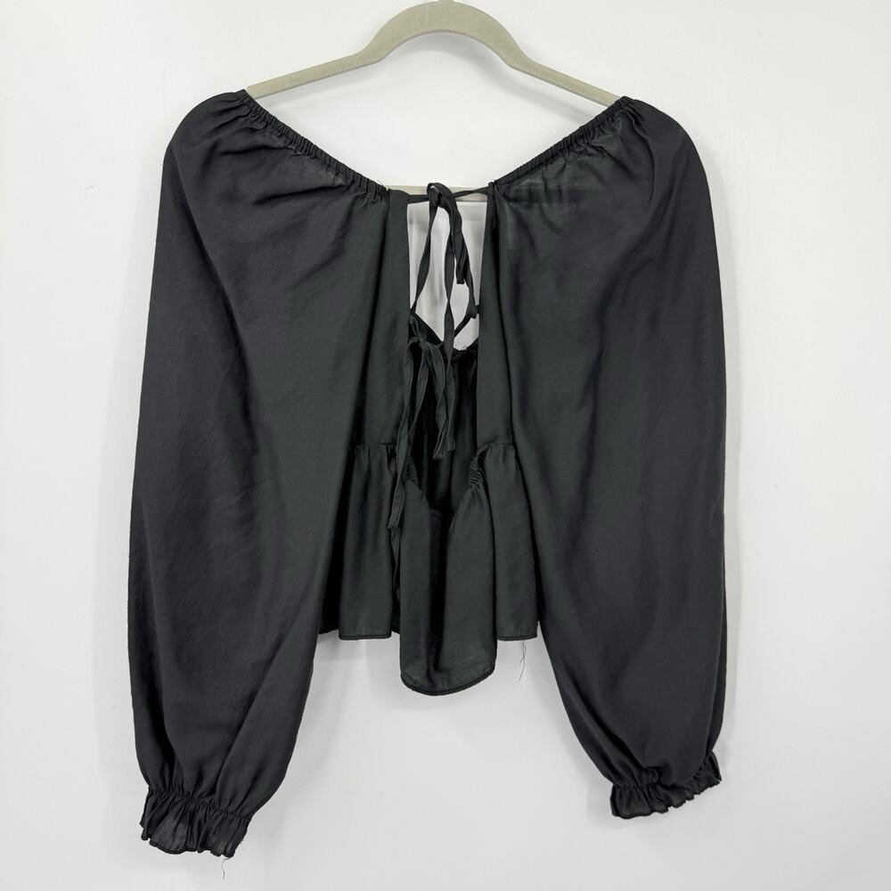 Idem Ditto Babydoll Top Large Black Cropped Balloon Sleeve Fairy Witchy Y2K - Picture 6 of 10